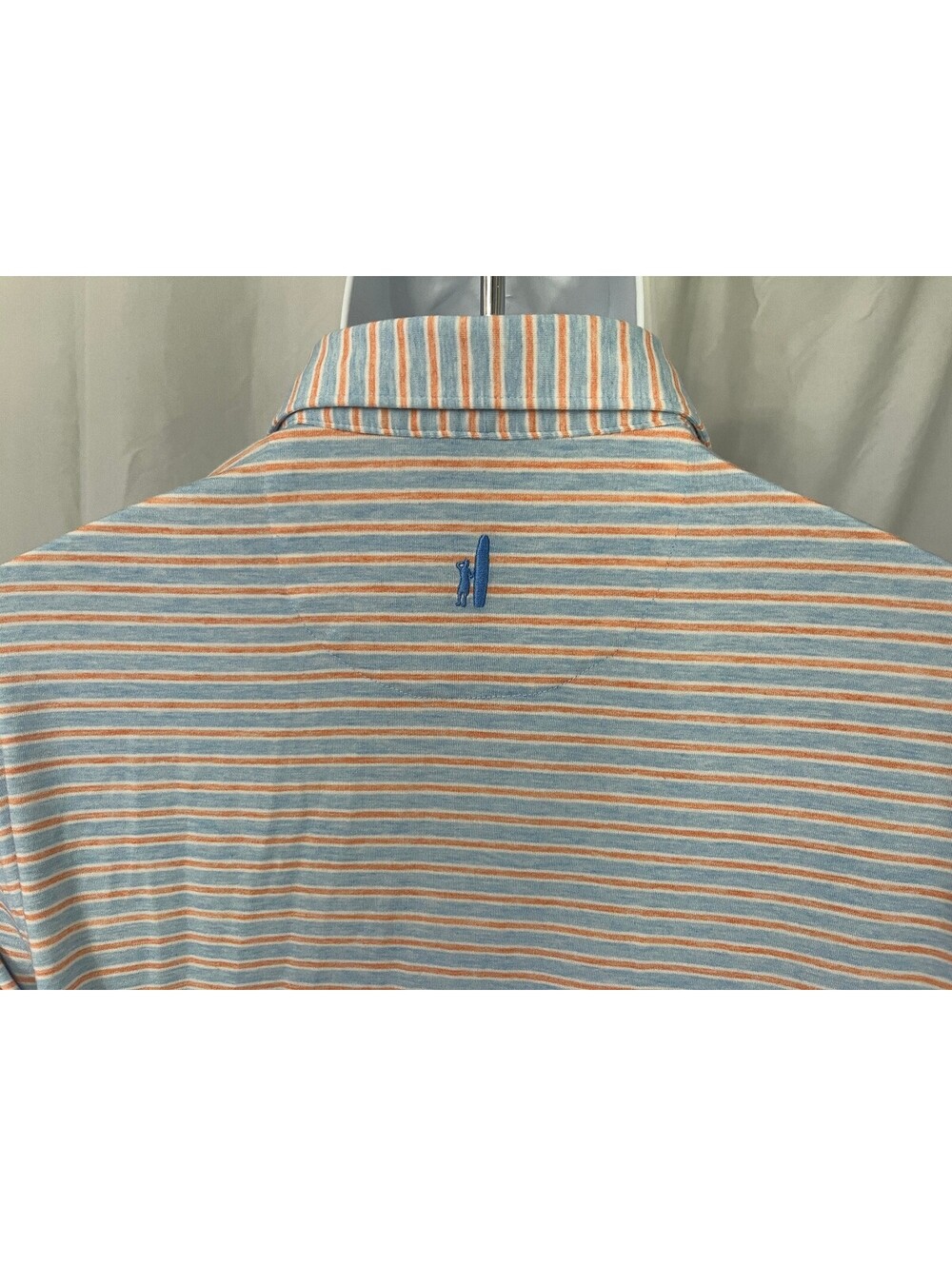 johnnie-O Men's Blue Orange White Top Shelf Golf Performance Polo Shirt M